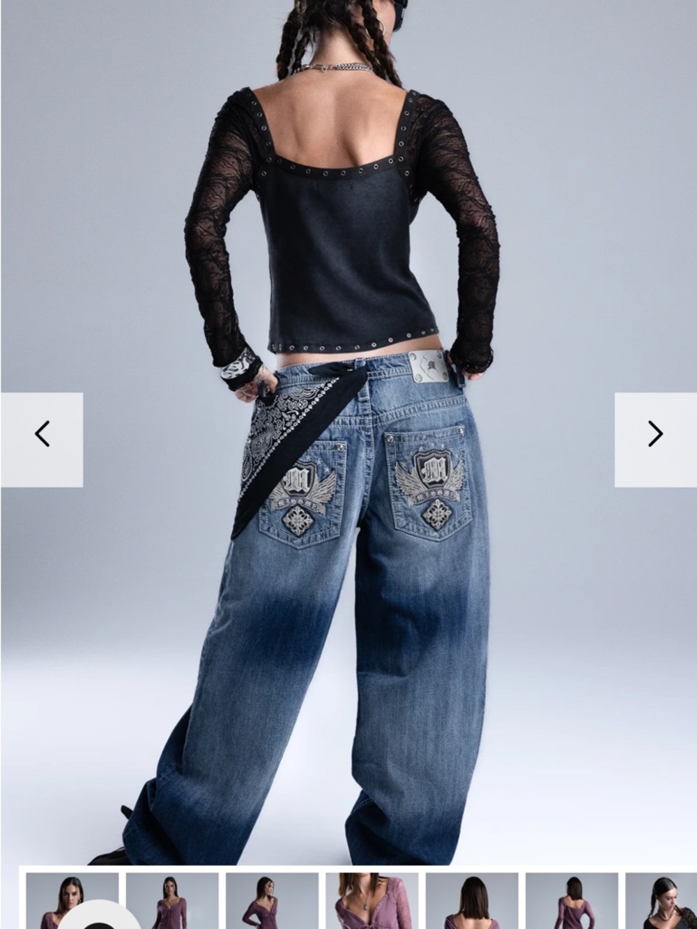 Miss Me Black Lace-Up Long Sleeve Top with Eyelet Trim - Picture 3 of 4
